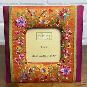 Embroidered Boho Floral Picture Frame